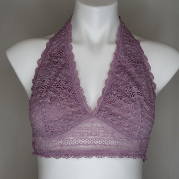 Victoria's Secret Purple Lace Halter Neck Bralette Women's L Large - Picture 1 of 8